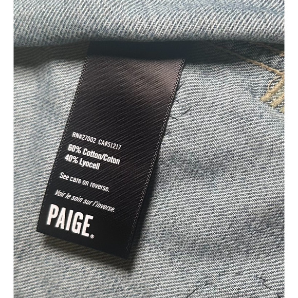 Paige “Ciao Baby!” Embellished Denim Jacket Women’s M Blue Pearl Rhinestone Jean - Picture 10 of 13